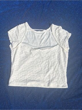 Urban Behavior White Short Sleeve Textured Crop Top